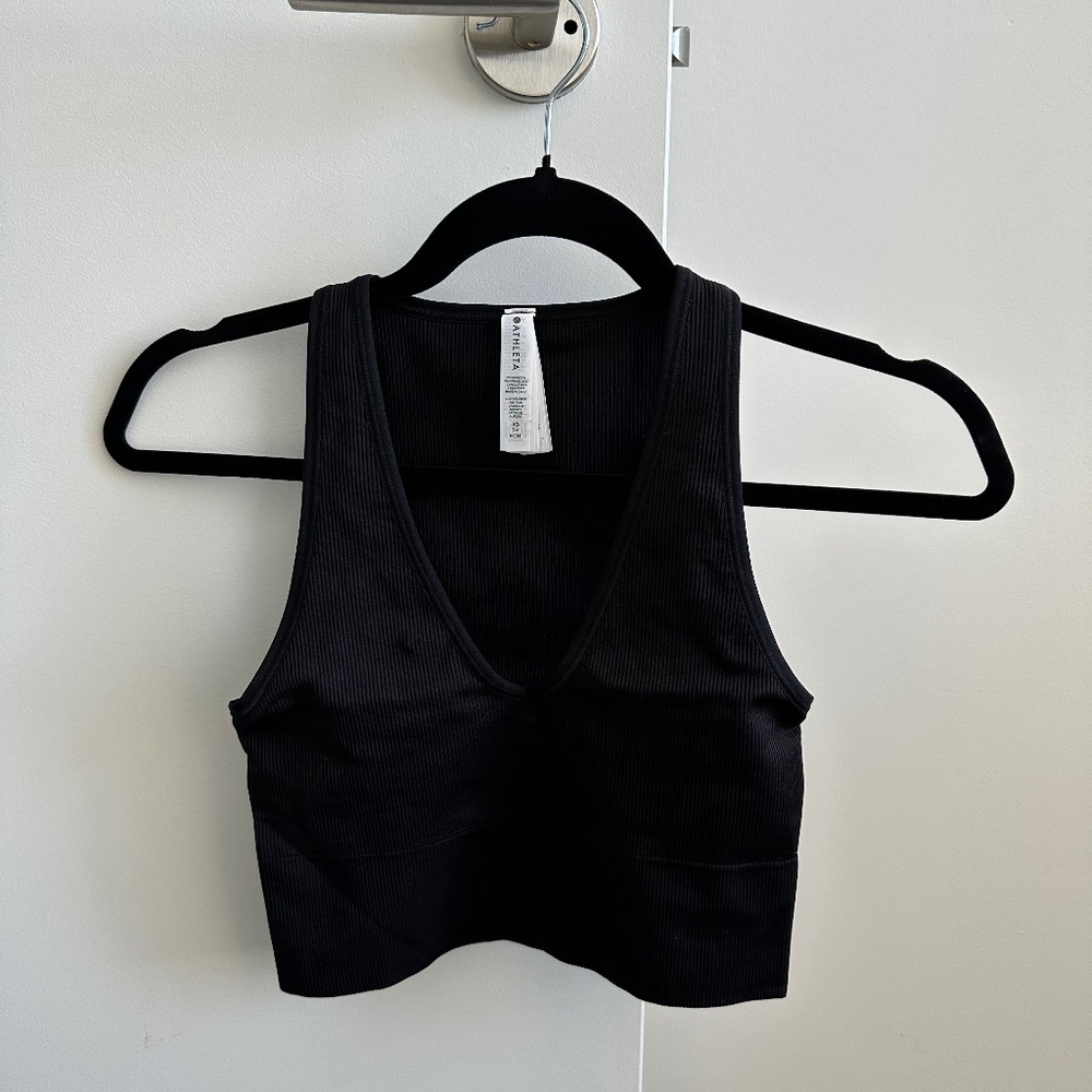 Athleta - Black V-Neck Crop Top - XS